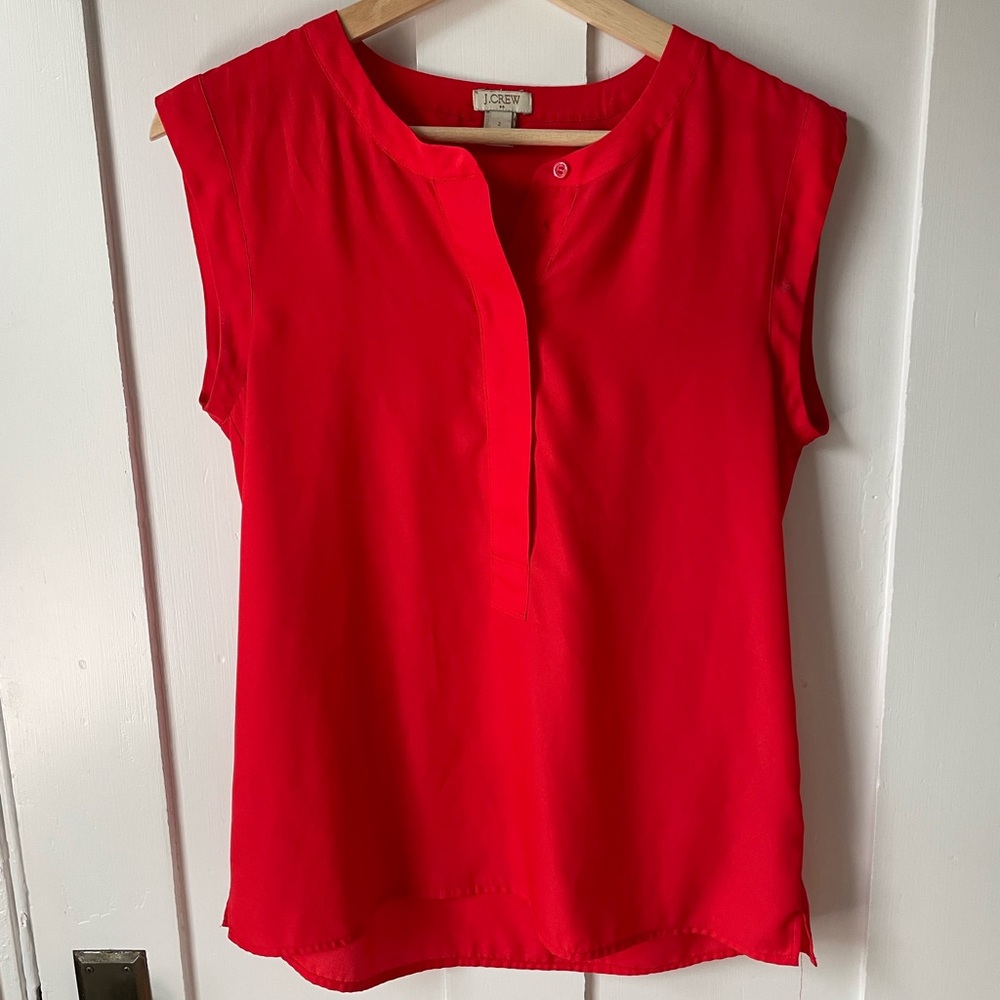 Jcrew 2 Red silk blouse